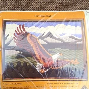 Noble Eagle crewel embroidery kit with Persian wool yarn.  By Creative Circle
